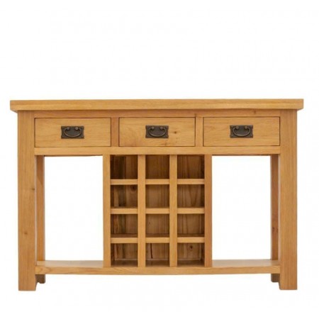Rustic Oak : Kệ Rượu Gỗ Sồi 3 Ngăn Kéo - W120cm